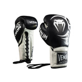 VENUM GIANT 2.0 MIKE TYSON PRO BOXING GLOVES WITH LACES MATTE BLACK/WHITE