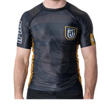 FUJI REBEL FLEX LITE RASHGUARD HEAVY METAL BLACK FRONT SIDE
