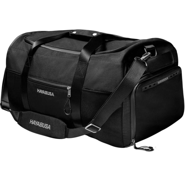 HAYABUSA AIRSTREAM ATHLETIC DUFFLE BAG BLACK FRONT SIDE