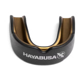HAYABUSA COMBAT MOUTHGUARD BLACK/GOLD FRONT SIDE