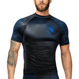 HAYABUSA GEO SHORT SLEEVE RASH GUARD BLUE FRONT SIDE
