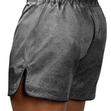 HAYABUSA HEX MID-THIGH MMA SHORTS GREY LEFT SIDE