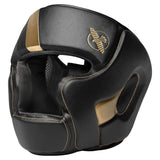 HAYABUSA T3 MMA HEADGEAR BLACK GOLD FRONT SIDE