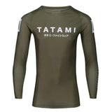 KATAKANA LONG SLEEVE RASH GUARD KHAKI FRONT SIDE