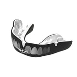 OPRO INSTANT CUSTOM FIT TEETH BLACK WHITE SILVER FRONT SIDE