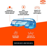 SHOCK DOCTOR DOUBLE BRACES STRAPLESS MOUTHGUARD TRANS BLACK/WHITE FANG BACK SIDE