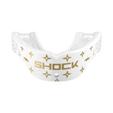SHOCK DOCTOR GEL MAX POWER PRINT MOUTHGUARD LUX WHITE/GOLD ADULT FRONT SIDE