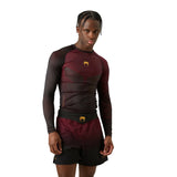 TACTICAL XT RASHGUARDS LONG SLEEVES BLACK BURGUNDY GOLD FRONT SIDE