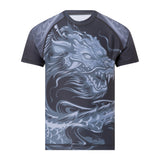TATSU DRAGON RASHGUARD SHORT SLEEVE GREY FRONT SIDE