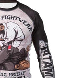 THINKER MONKEY LONG SLEEVE RASH GUARD BLACK WHITE RIGHT SIDE