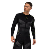 TRAINING CAMP 4.0 RASHGUARDS LONG SLEEVES BLACK NEON GREEN FRONT SIDE