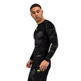TRAINING CAMP 4.0 RASHGUARDS LONG SLEEVES BLACK NEON GREEN LEFT SIDE