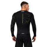 TRAINING CAMP 4.0 RASHGUARDS LONG SLEEVES BLACK NEON GREEN BACK SIDE