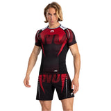 VENUM ADRENALINE RASHGUARD SHORT SLEEVES BLACK RED FRONT SIDE