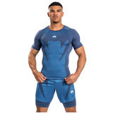VENUM ATTACK RASHGUARDS SHORT SLEEVES NAVY BLUE FRONT SIDE