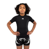 VENUM CONTENDER KIDS RASHGUARD SHORT SLEEVES BLACK FRONT SIDE