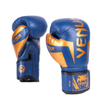 VENUM ELITE BOXING GLOVES BLUE BLACK COPPER FRONT SIDE