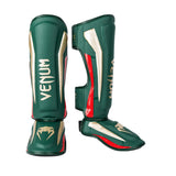 VENUM ELITE STANDUP SHINGUARDS GREEN GOLD RED LEFT SIDE