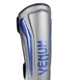 VENUM ELITE STANDUP SHINGUARDS GREY METALLIC BLUE SILVER RIGHT SIDE