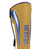 VENUM ELITE STANDUP SHINGUARDS MUSTARD CREAM METALLIC BLUE RIGHT SIDE