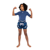 VENUM INFERNO KIDS MUAY THAI SHORTS ROYAL BLUE LEFT SIDE