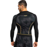 VENUM RAZOR RASHGUARD LONG SLEEVES BLACK GOLD BACK SIDE