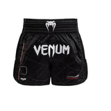 VENUM TACTICAL XT MUAY THAI SHORTS BLACK FIRE RED FRONT SIDE