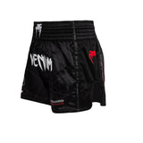VENUM TACTICAL XT MUAY THAI SHORTS BLACK FIRE RED LEFT SIDE