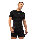 VENUM TACTICAL XT RASHGUARDS SHORT SLEEVES BLACK FIRE RED FRONT SIDE