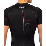 VENUM TACTICAL XT RASHGUARDS SHORT SLEEVES BLACK FIRE RED BACK SIDE