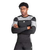 VENUM TEMPEST RASHGUARDS LONG SLEEVES BLACK GREY FRONT SIDE