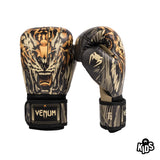 VENUM TIGER KIDS BOXING GLOVES BLACK NEO ORANGE FRONT SIDE