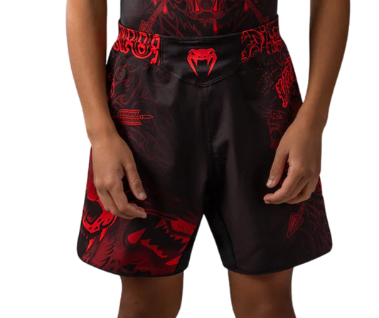 Venum Kids Wolf Atak Fightshorts Black/Red | MMA & Jiu-Jitsu Shorts