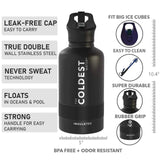 WATER BOTTLE SPORTS 64 OZ TACTICAL BLACK LEFT SIDE