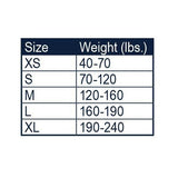 LYCRA KNEEPAD BLACK SIZE CHART