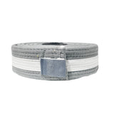 NO LABEL BJJ BELT GREY WHITE FRONT SIDE