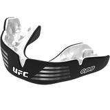 OPRO INSTANT CUSTOM FIT UFC STRIKE BLACK WHITE SILVER FRONT SIDE