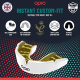 OPRO INSTANT CUSTOM FIT UFC STRIKE WHITE GOLD LEFT SIDE