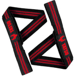 TATSU LIFTING STRAPS BLACK RED FRONT SIDE