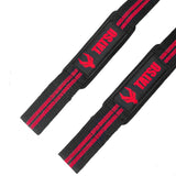 TATSU LIFTING STRAPS BLACK RED LEFT SIDE