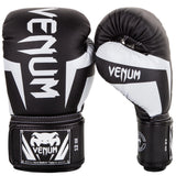 VENUM ELITE BOXING GLOVES BLACK WHITE LEFT SIDE