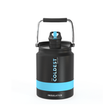 WATER BOTTLE HALF GALLON MATTE BLACK FRONT SIDE
