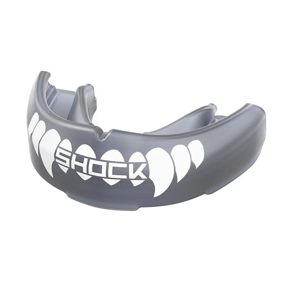 SHOCK DOCTOR BRACES STRAPLESS MOUTHGUARD TRANS BLACK/WHITE FANG ADULT