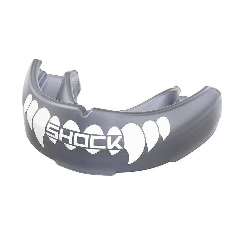 SHOCK DOCTOR BRACES STRAPLESS MOUTHGUARD TRANS BLACK/WHITE FANG ADULT