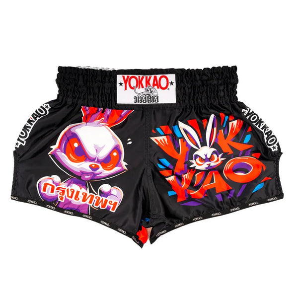 YOKKAO ANGRY RABBIT MUAY THAI SHORTS BLACK