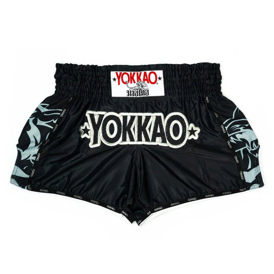 YOKKAO ORIGINAL SILVER MUAY THAI SHORTS BLACK