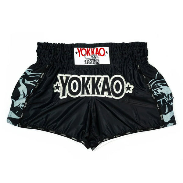 YOKKAO ORIGINAL SILVER MUAY THAI SHORTS BLACK