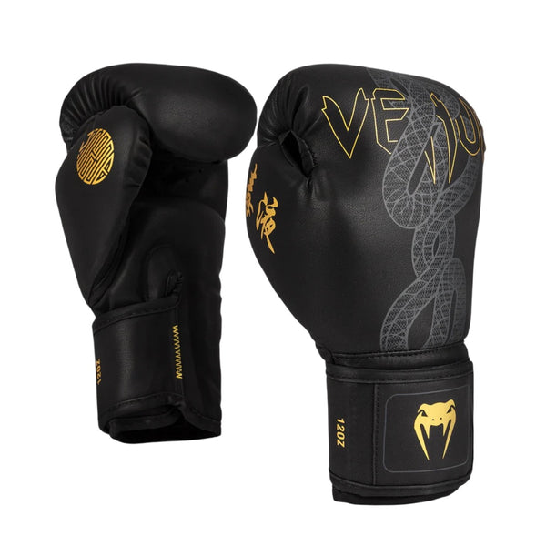 VENUM SERPENTI BOXING GLOVES BLACK/SILVER/GOLD