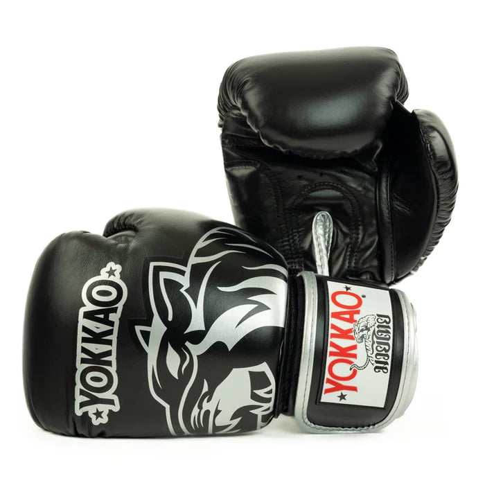 YOKKAO ORIGINAL SILVER BOXING GLOVES BLACK
