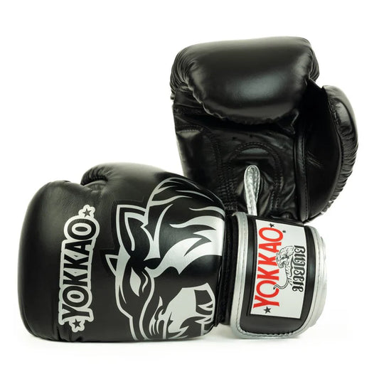 YOKKAO ORIGINAL SILVER BOXING GLOVES BLACK